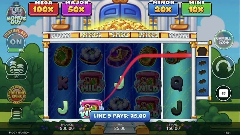 Piggy Mansion - collecting cash with the collector symbol
